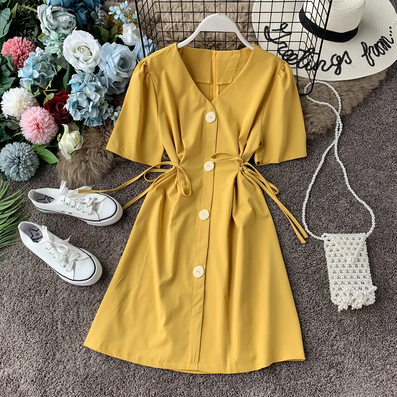 FMFSSOM New Solid Single Breasted Midi Women Dress Casual Elegant Medium Long High Waist V-Neck Button Female Dress
FMFSSOM New Solid Single Breasted Midi Women Dress Casual Elegant Medium Long High Waist V-Neck Button Female Dress