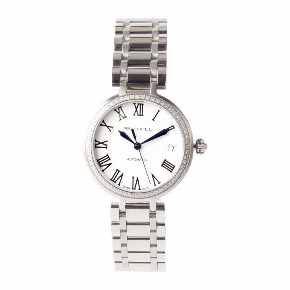 Genuine Seagull Rhinestone Bezel Mother Of Pearl Roman Numerals Gift Self Wind Women's Mechanical Watch 716.417L Blue
Genuine Seagull Rhinestone Bezel Mother Of Pearl Roman Numerals Gift Self Wind Women's Mechanical Watch 716.417L Blue