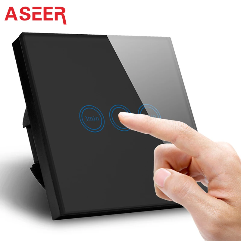 ASEER,DropShip EU Standard Touch Timer Switch 1000W,Black Crystal Glass Panel,AC110~240V,3-9 min Time Delay Wall Light Switch
ASEER,DropShip EU Standard Touch Timer Switch 1000W,Black Crystal Glass Panel,AC110~240V,3-9 min Time Delay Wall Light Switch