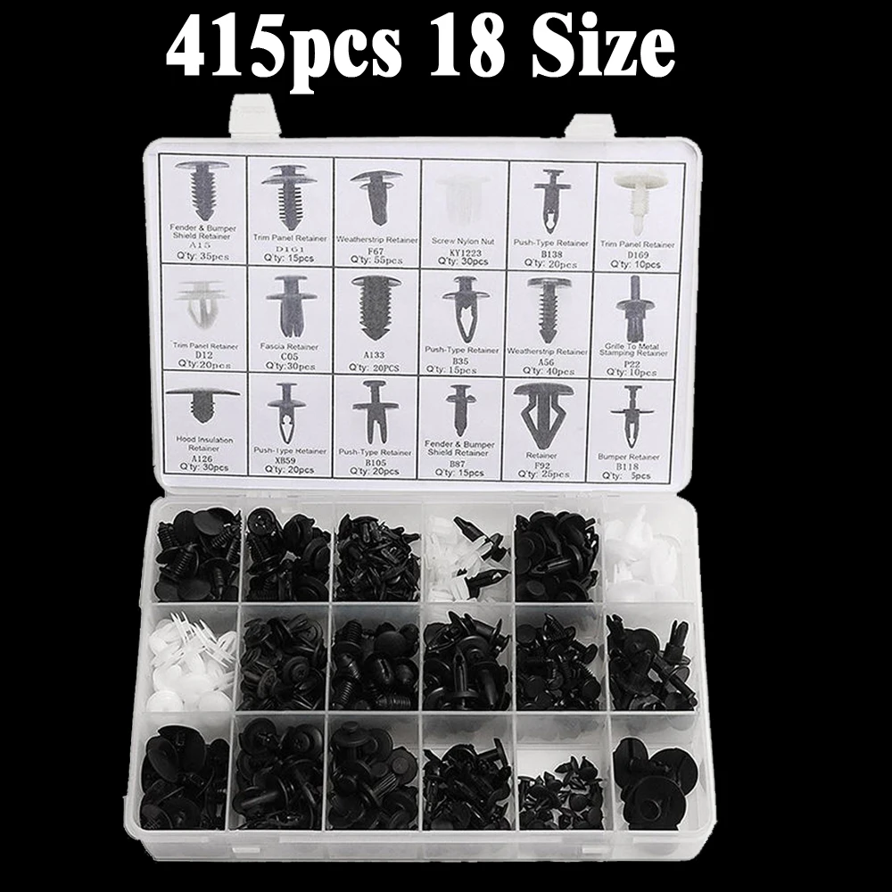 415 PCS 18 size Car Auto Push Pin Rivet Trim Clip Panel Body Interior Assortment Set
415 PCS 18 size Car Auto Push Pin Rivet Trim Clip Panel Body Interior Assortment Set