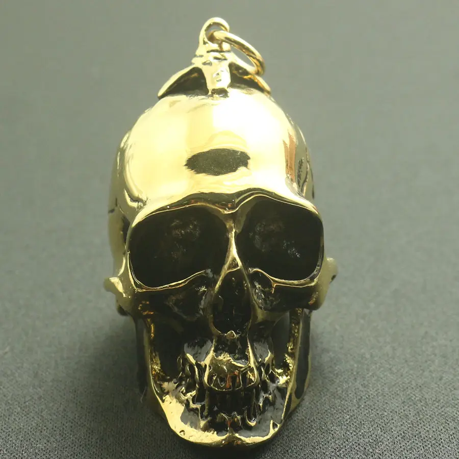 

Ghost Rider Heavy Men Boy 316L Stainless Steel Cool Polishing Hot Big Biker Skull Golden & Black Pendant