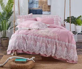 Pink Blue Green Luxury Embroidery Egyptian Cotton Princess Girl Bedding Set White Lace Duvet Cover Bed sheet/Linen Pillowcases
Pink Blue Green Luxury Embroidery Egyptian Cotton Princess Girl Bedding Set White Lace Duvet Cover Bed sheet/Linen Pillowcases