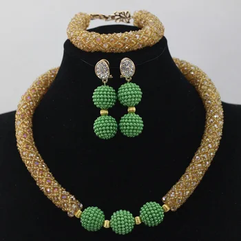 Champagne Gold Crystal Choker Necklace Set Green Beaded African Jewellery Set Birthday Gift for Women Free Shipping WD564
Champagne Gold Crystal Choker Necklace Set Green Beaded African Jewellery Set Birthday Gift for Women Free Shipping WD564