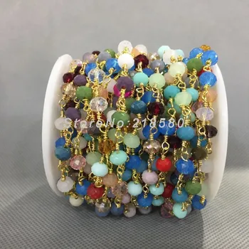 4x6mm Gold Plating Faceted Rondelle Beads Full Colour Glass Crystal Rosary Style Chain RC5030
4x6mm Gold Plating Faceted Rondelle Beads Full Colour Glass Crystal Rosary Style Chain RC5030