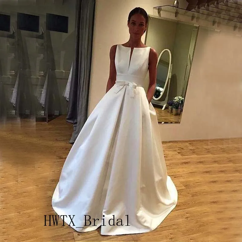 Simple Satin Wedding Dress Elegant A Line Boat Neck Country Vestido de noiva Cheap Robe de mariee Bride Dress 2019 Wedding Gowns
Simple Satin Wedding Dress Elegant A Line Boat Neck Country Vestido de noiva Cheap Robe de mariee Bride Dress 2019 Wedding Gowns