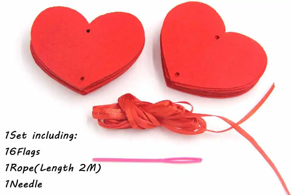 Love Heart Curtain Non-woven Garland Flags Banner Wedding Supply House Decor vbu
