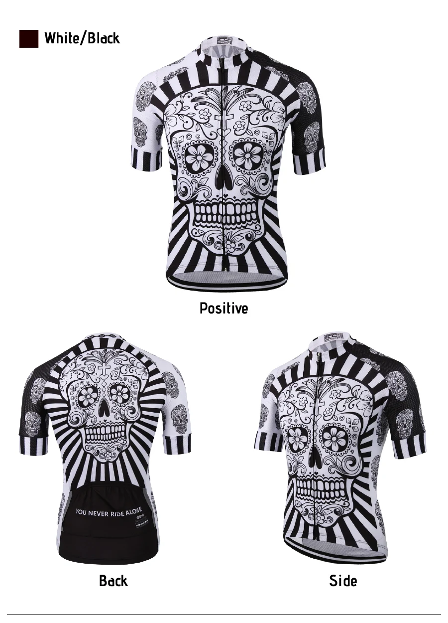 White Skull Sublimation Printing Cycling Jersey Best 2019 Pro Polyester Bike Wear Summer Men Quick Dry Cycling Top Bicycle Shirt 22