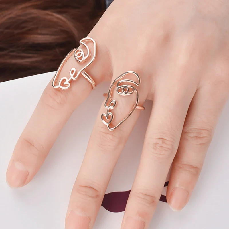 2PCS/Set Hip Hop Unique Abstract Face Ring Set Hollow Minimalist Matching Half Face Rings for Women Anillos Mujer Couple Ring
2PCS/Set Hip Hop Unique Abstract Face Ring Set Hollow Minimalist Matching Half Face Rings for Women Anillos Mujer Couple Ring
