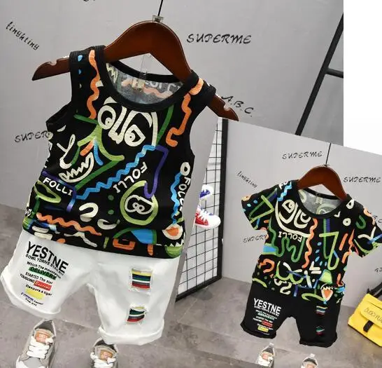 Розничная продажа детская одежда костюм с футболкой короткими рукавами лето 2019