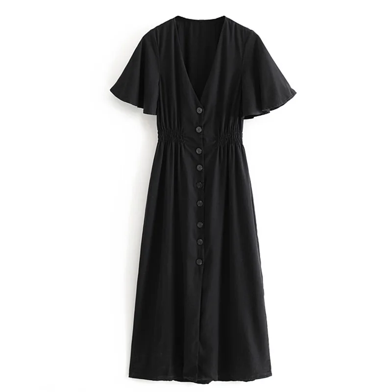 Fandy Lokar Solid Buttons Dresses Women Fashion V Neck Dress Women Elegant Butterfly Sleeve Dresses Female Ladies GS
Fandy Lokar Solid Buttons Dresses Women Fashion V Neck Dress Women Elegant Butterfly Sleeve Dresses Female Ladies GS