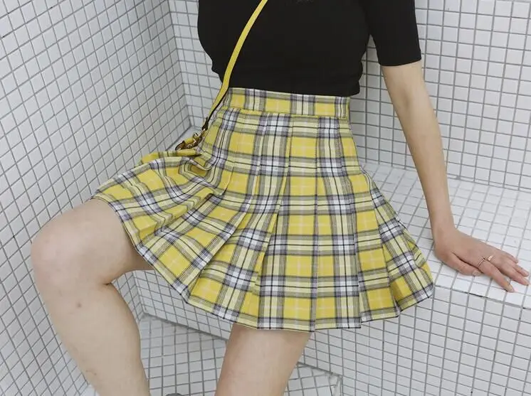 2019 Spring Summer Harajuku Sweet Punk Style Big Size High-waisted Yellow and Green Chequered Sexy A-shaped Mini Short Skirt 
2019 Spring Summer Harajuku Sweet Punk Style Big Size High-waisted Yellow and Green Chequered Sexy A-shaped Mini Short Skirt