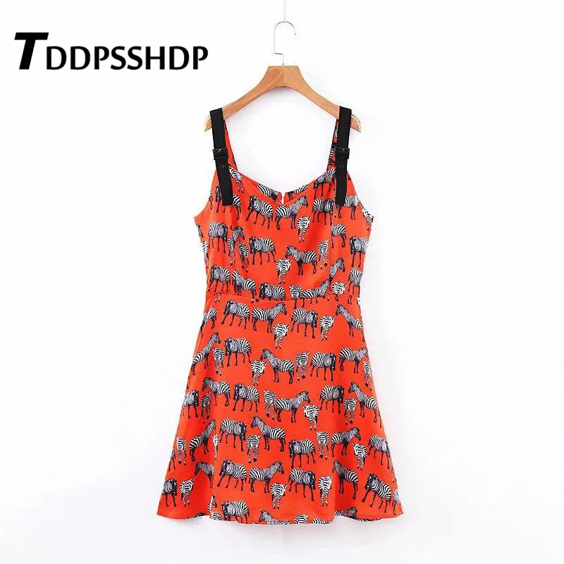 Animal Zebra Printing Women Dress Spaghetti Strap 2019 Summer Orange Fashion Female Dresses
Animal Zebra Printing Women Dress Spaghetti Strap 2019 Summer Orange Fashion Female Dresses