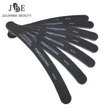 10 pièces/lot lime à ongles 80/80 ongle ponçage tampon noir courbe banane Nail art fichier manucure pédicure ongles outils lime a ongle(China)