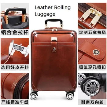 CARRYLOVE High quality Retro luxury 16/20/22 size Cow Leather Rolling Luggage Spinner brand Travel Suitcase
CARRYLOVE High quality Retro luxury 16/20/22 size Cow Leather Rolling Luggage Spinner brand Travel Suitcase