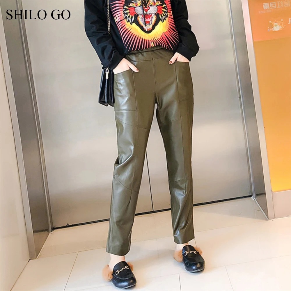 SHILO GO Leather Pants Womens Spring England sheepskin genuine leather Pants tie stretch high waist side pocket pencil pants
SHILO GO Leather Pants Womens Spring England sheepskin genuine leather Pants tie stretch high waist side pocket pencil pants