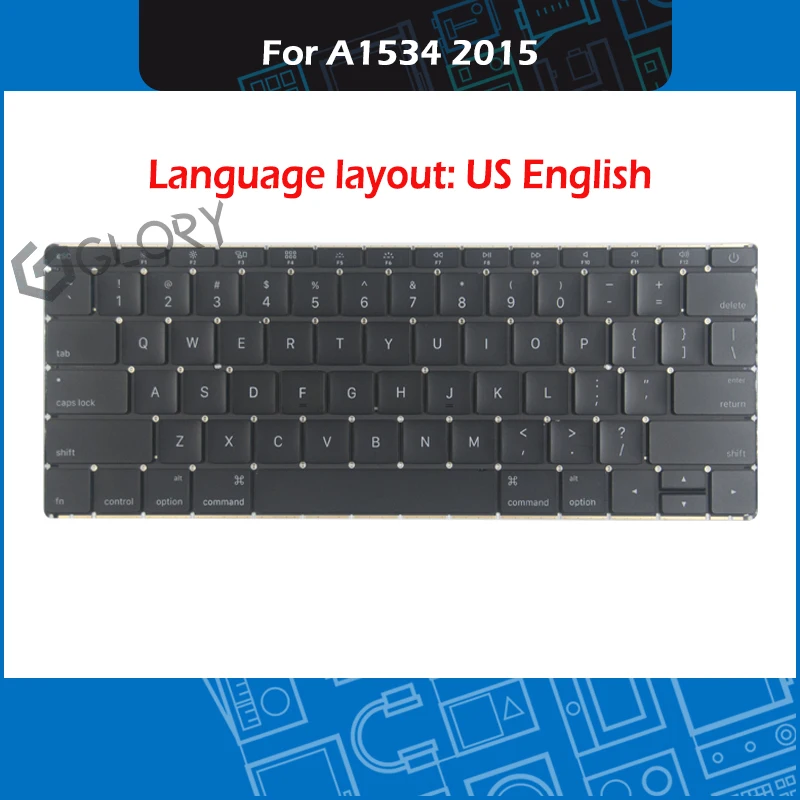 Полностью новая клавиатура A1534 US для ноутбука Macbook Retina 12 дюймов замена клавиатуры