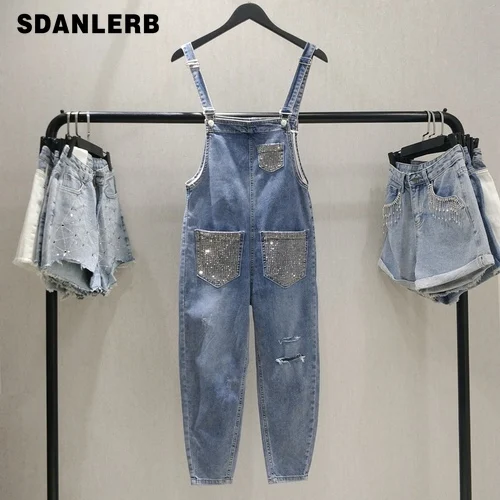 Shoulder Strap Jeans Women High-waist Strap Pants Girls Students Spring Summer New Hot-drilled Holes Loose Jeans Pants
Shoulder Strap Jeans Women High-waist Strap Pants Girls Students Spring Summer New Hot-drilled Holes Loose Jeans Pants