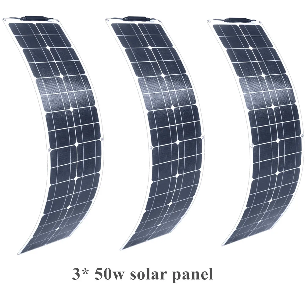 3pcs 50W 150w flexible Monocrystalline silicon Solar Panel Module Battery Charger with pv Cable Clip for 12v OR 24V Charging 
3pcs 50W 150w flexible Monocrystalline silicon Solar Panel Module Battery Charger with pv Cable Clip for 12v OR 24V Charging