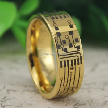 Free Shipping USA UK Canada Russia Brazil Hot Sales 8MM CIRCUIT BOARD His/Her Gold Color Pipe New Fashion Tungsten Wedding Ring 
Free Shipping USA UK Canada Russia Brazil Hot Sales 8MM CIRCUIT BOARD His/Her Gold Color Pipe New Fashion Tungsten Wedding Ring
