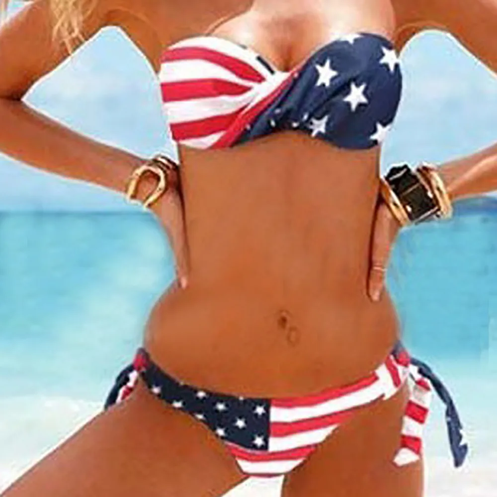 New Summer 2019 American Flag Bikini Woman Two Piece Bandeau Padded Bikini Top Low Waist Tied Swimsuit Stroj Kapielowy
New Summer 2019 American Flag Bikini Woman Two Piece Bandeau Padded Bikini Top Low Waist Tied Swimsuit Stroj Kapielowy