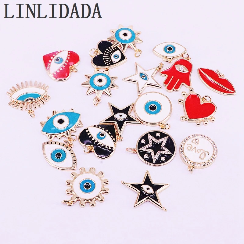 30Pcs , Mix Enamel Pendants Charms, Round/ Star/Lip/Hand/Eye shape Enamel Pendant Beads, Necklace Jewelry Findings
30Pcs , Mix Enamel Pendants Charms, Round/ Star/Lip/Hand/Eye shape Enamel Pendant Beads, Necklace Jewelry Findings