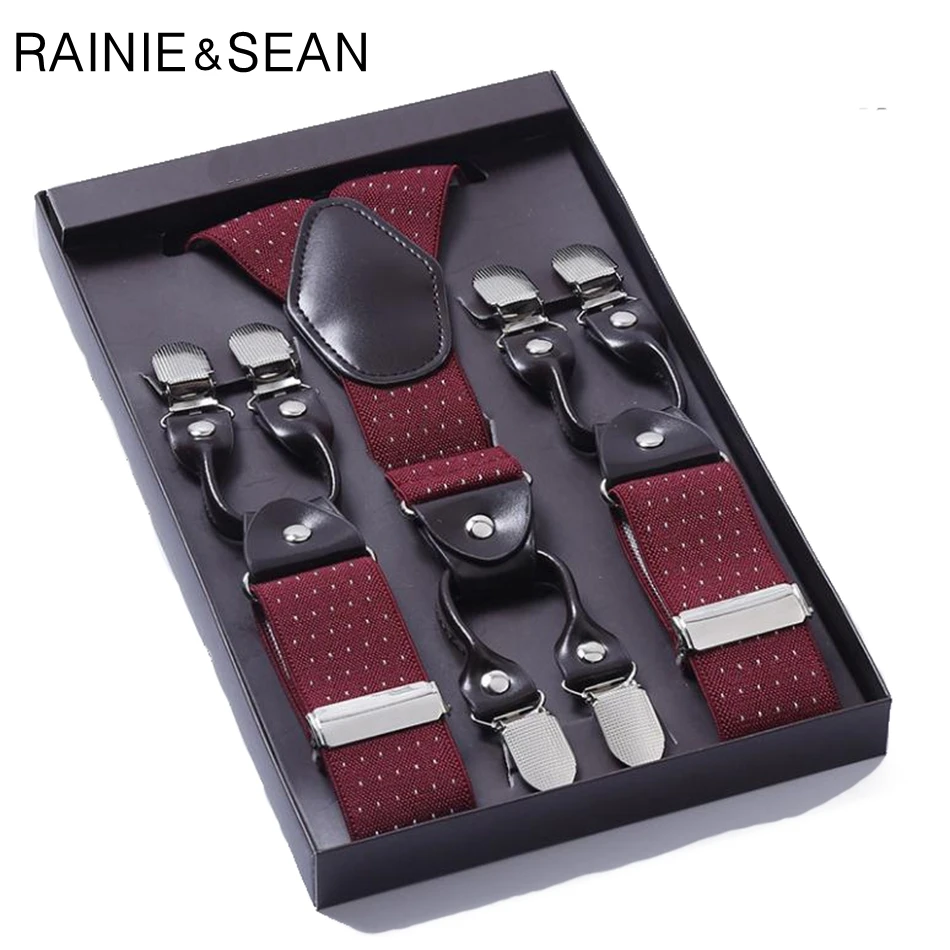RAINIE SEAN Red Suspenders Men 6 Clips Male Vintage Suspender Belt Leather British Style Wedding Y Back Braces For Men 120cm
RAINIE SEAN Red Suspenders Men 6 Clips Male Vintage Suspender Belt Leather British Style Wedding Y Back Braces For Men 120cm