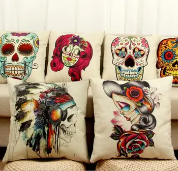 New colorful death's-head printed linen Cushion Cover linen cushion covers home sofa bed car room Dec wholesale FG505
New colorful death's-head printed linen Cushion Cover linen cushion covers home sofa bed car room Dec wholesale FG505
