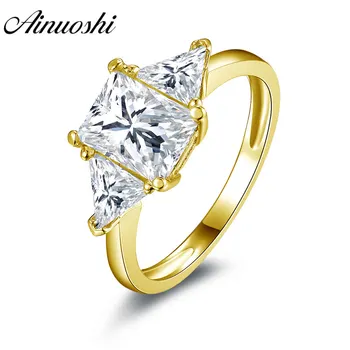 AINUOSHI Trendy 3 Stone Rectangle Ring 14K Solid White/Yellow Gold Band Trillion Cut Sona Diamond Women Wedding Engagement Ring
AINUOSHI Trendy 3 Stone Rectangle Ring 14K Solid White/Yellow Gold Band Trillion Cut Sona Diamond Women Wedding Engagement Ring
