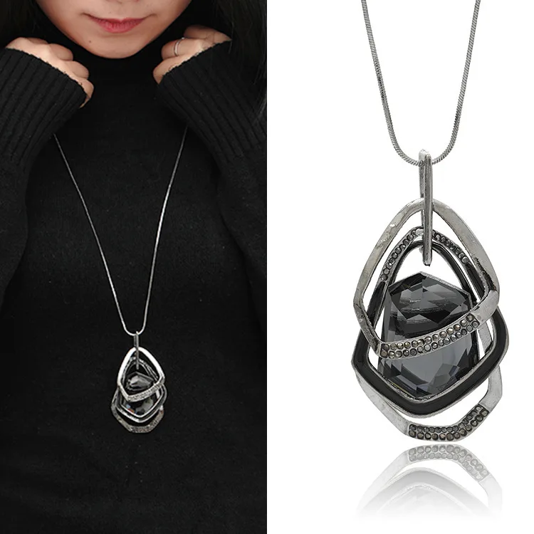 Luxury Geometric Big Gray Crystal Necklaces & Pendants Fashion Bijoux Long Statement Necklace Women Sweater Necklace Jewellery
Luxury Geometric Big Gray Crystal Necklaces & Pendants Fashion Bijoux Long Statement Necklace Women Sweater Necklace Jewellery