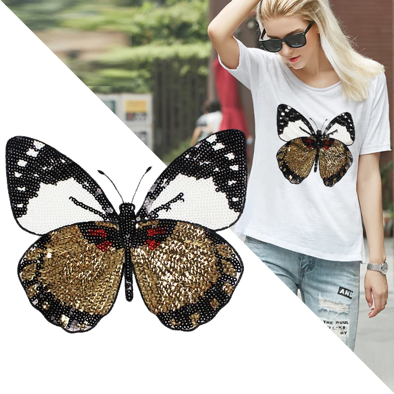 Fashion Large Butterfly Patch T-shirt Pants Sequins Ironning On Patch Sewing Holes Applique Clothes Accessories Decorative
Fashion Large Butterfly Patch T-shirt Pants Sequins Ironning On Patch Sewing Holes Applique Clothes Accessories Decorative