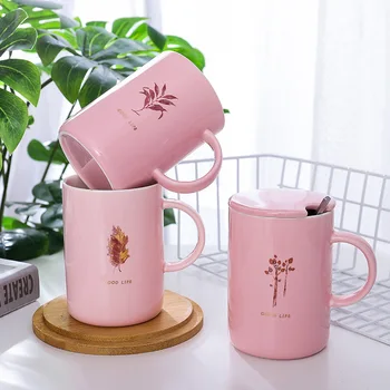 Korean Style Cute Pink Ceramic Cups Plant Lovers Porcelain Coffee Mugs with Spoon Lid Girl Women Office Water Milk Tea Cup
Korean Style Cute Pink Ceramic Cups Plant Lovers Porcelain Coffee Mugs with Spoon Lid Girl Women Office Water Milk Tea Cup