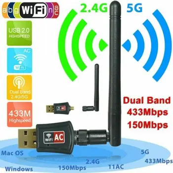 

600 Mbps Dual Band 2.4/5Ghz Wireless USB WiFi Network Adapter w/Antenna 802.11AC Dual Band USB Wireless LAN Adapter 3D27