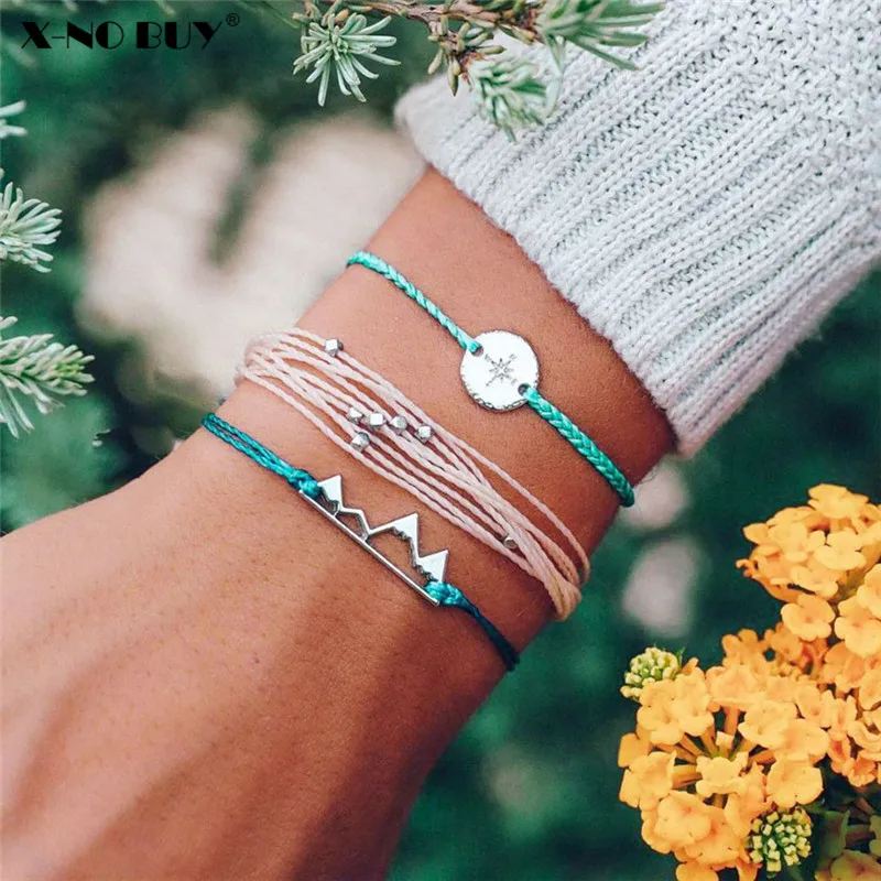 New 3pcs/Set Bohemia Adjustable Blue Rope Chain Mountain Range Shape Charm Bracelets Set Round Compass Charm Bracelet Jewelry
New 3pcs/Set Bohemia Adjustable Blue Rope Chain Mountain Range Shape Charm Bracelets Set Round Compass Charm Bracelet Jewelry