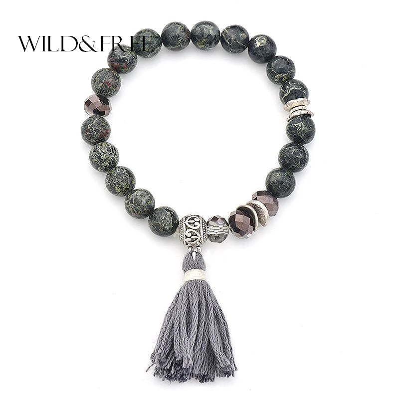WILD & FREE Popular Bohemia Style Gray Tassel Charm Bracelets & Bangles for Women Handmade Natural Stones Brand Fashion Jewelry
WILD & FREE Popular Bohemia Style Gray Tassel Charm Bracelets & Bangles for Women Handmade Natural Stones Brand Fashion Jewelry