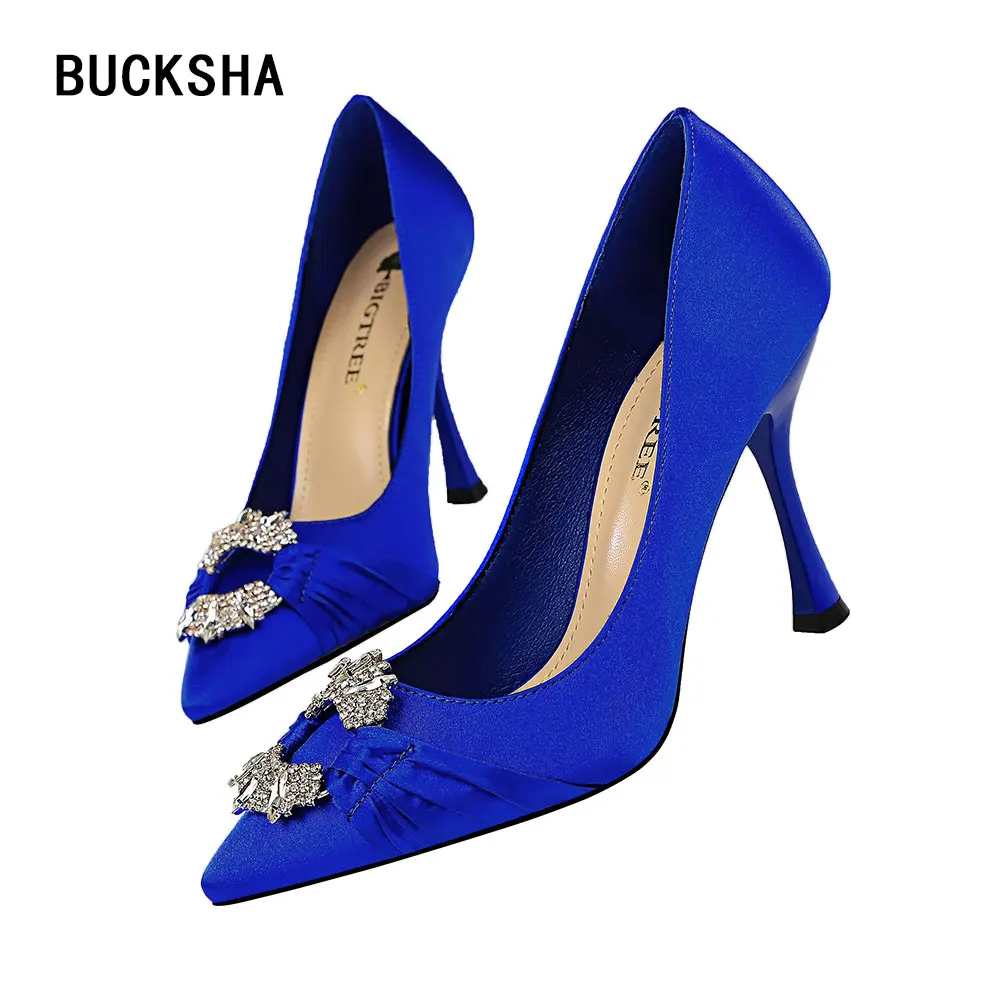 BUCKSHA 2019 Women Blue 10cm Stiletto Heels Pointed Toe Crystal Pumps Red Shoes Ladies High Heels Woman Party Wedding Shoes
BUCKSHA 2019 Women Blue 10cm Stiletto Heels Pointed Toe Crystal Pumps Red Shoes Ladies High Heels Woman Party Wedding Shoes