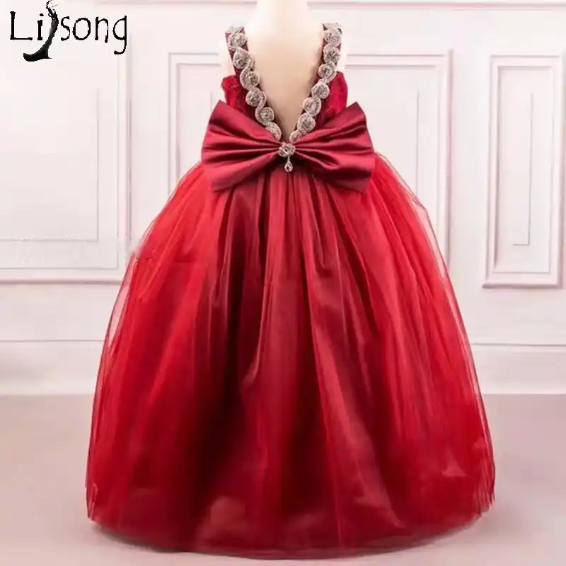 burgundy baby flower girl dress