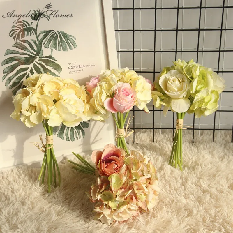 Hydrangea rose bunch artificial flower bouquet home decor wedding holding flower road lead flower wall INS silk bride bouquet
Hydrangea rose bunch artificial flower bouquet home decor wedding holding flower road lead flower wall INS silk bride bouquet