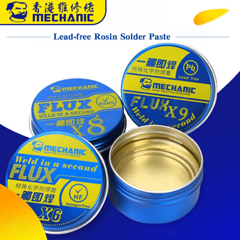 MECHANIC Rosin Solder Paste Flux Environmental Soldering Paste For PCB BGA SMD Welding Fluxes Rework Repair Tool
MECHANIC Rosin Solder Paste Flux Environmental Soldering Paste For PCB BGA SMD Welding Fluxes Rework Repair Tool