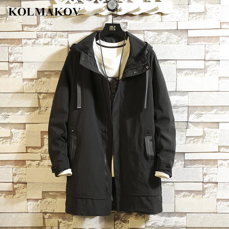 KOLMAKOV New 2019 Men Long Trench Coat Jacket Premium Men's Windbreakers Mens Spring Jackets and Coats Casual for men | Мужская