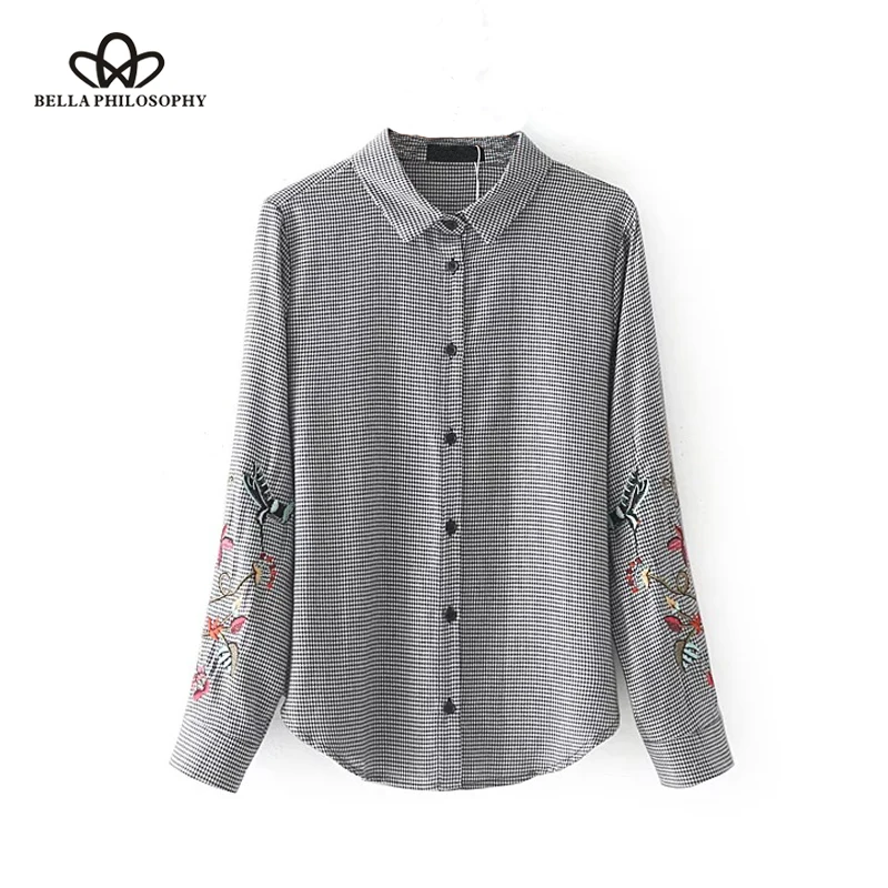 Bella Philosophy 2018 Vintage Embroidery Blouse Shirt Women Casual Houndstooth Plaid Basic Shirt Female Blouse Single Breasted
Bella Philosophy 2018 Vintage Embroidery Blouse Shirt Women Casual Houndstooth Plaid Basic Shirt Female Blouse Single Breasted