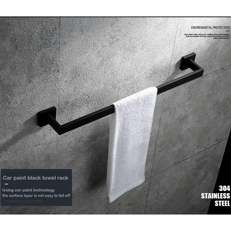 Towel Rack Bathroom Hardware Black Hook Towel Rail Rack Tissue Towels Shelf Stainless Steel single-rod Bathroom Accessories
Towel Rack Bathroom Hardware Black Hook Towel Rail Rack Tissue Towels Shelf Stainless Steel single-rod Bathroom Accessories