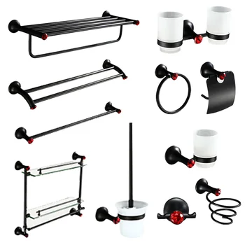 Black european-style double glazing rack black double-towel rack paper towel rack clothes hook bathroom hardware suit
Black european-style double glazing rack black double-towel rack paper towel rack clothes hook bathroom hardware suit