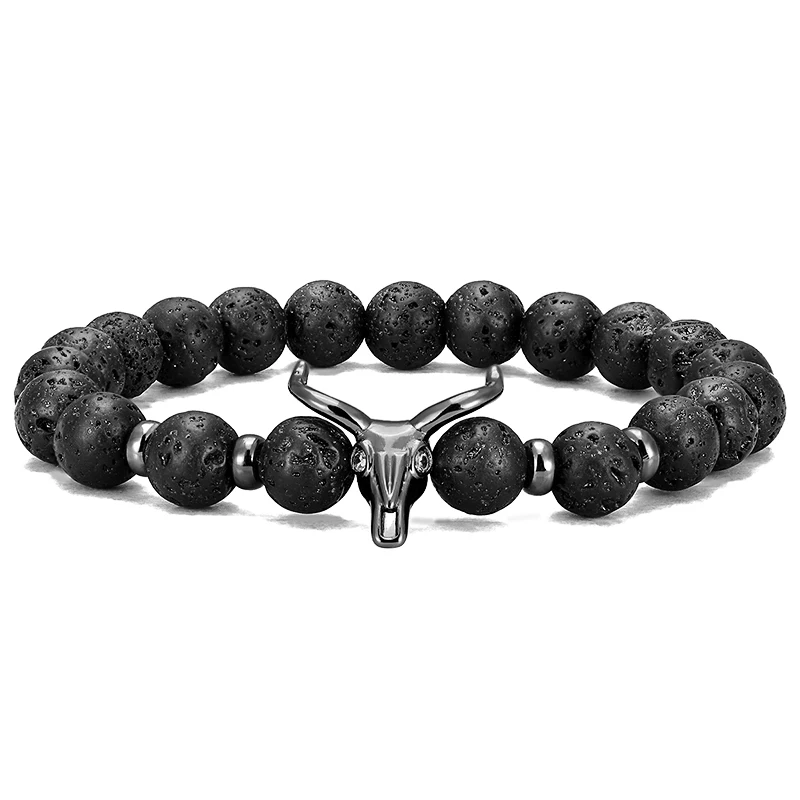 Фото Fashion Personality Tautou Volcanic Stone Black Lava Rock Bracelet Stretch Jewelry Men's Luxury | Украшения и аксессуары