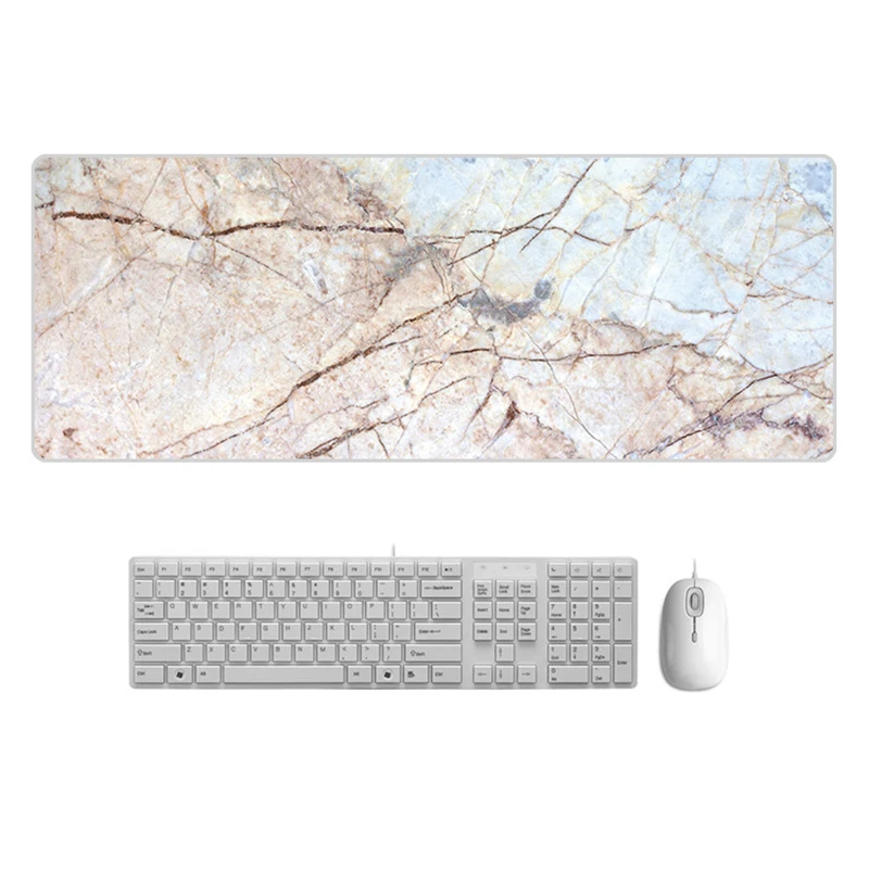 Large Desk Pad Beautiful Soft Natural Rubber Pink Gold White marble Series Mice Pad Square Gaming Mouse Pad with Locking Edge (6)