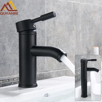 Quyanre Black SUS304 stainless steel basin faucet single handle mixer tap sink matte black basin faucet mixer Torneira Banheiro
Quyanre Black SUS304 stainless steel basin faucet single handle mixer tap sink matte black basin faucet mixer Torneira Banheiro