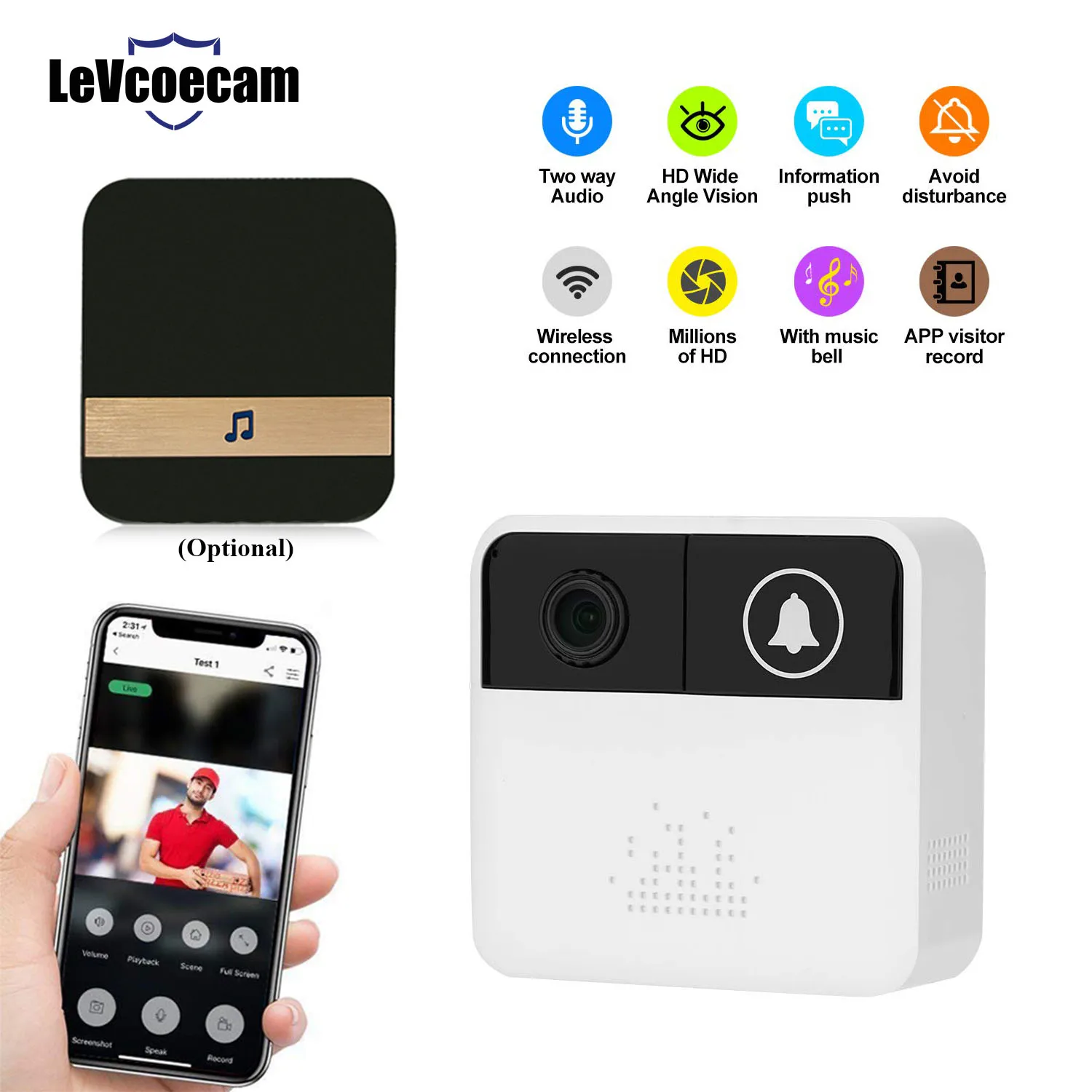 Smart WiFi Video Doorbell Camera IP Door Bell Visual Intercom with Chime Night vision Wireless Home Security Camera
Smart WiFi Video Doorbell Camera IP Door Bell Visual Intercom with Chime Night vision Wireless Home Security Camera