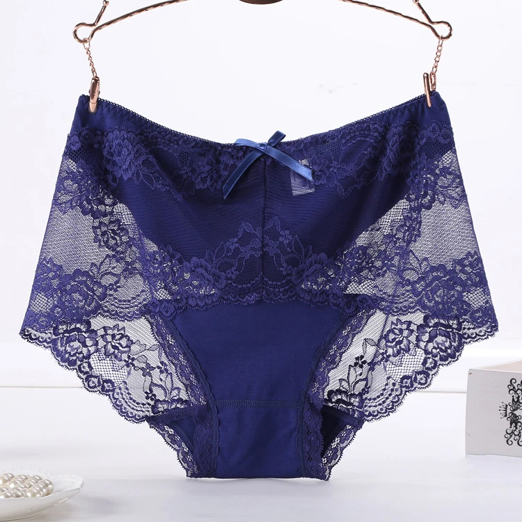 Plus Size Brief Women Underwear XXl XXXL XXXXL Sexy Lace Transparent Panties Cotton Comfortable Ladies Panty Mid-Rise Hollow Out7
