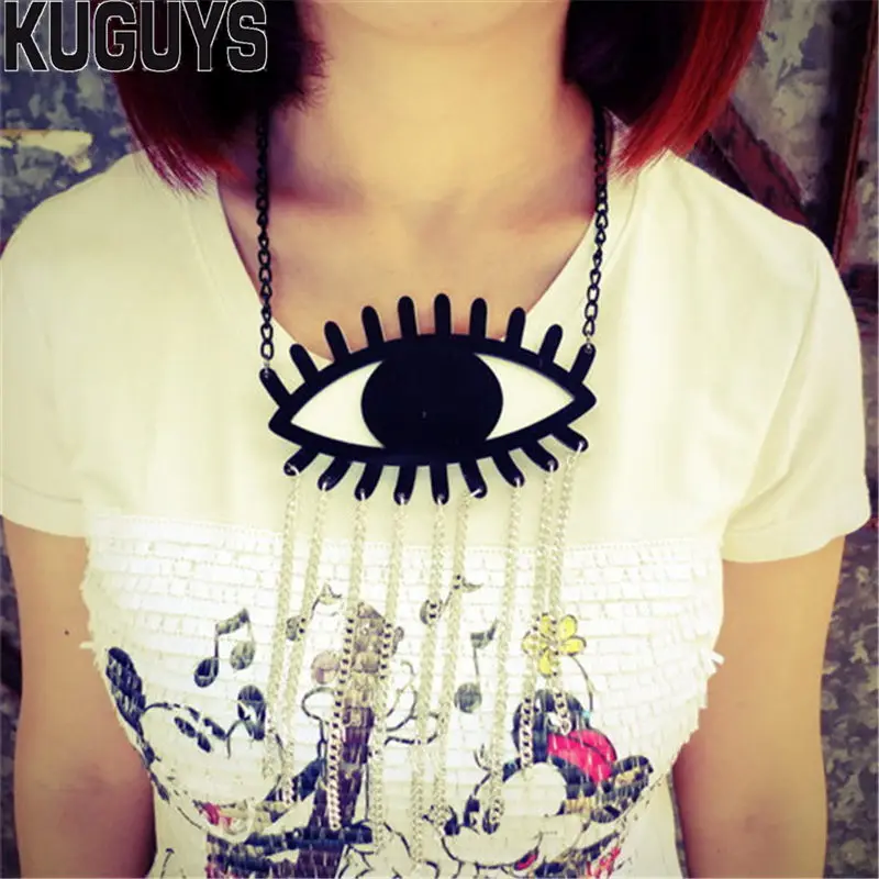 KUGUYS Fashion Acrylic Jewelry Custom Women Large Eye Tassel Pendant Necklace Black Link Chain Trendy HipHop Necklaces
KUGUYS Fashion Acrylic Jewelry Custom Women Large Eye Tassel Pendant Necklace Black Link Chain Trendy HipHop Necklaces