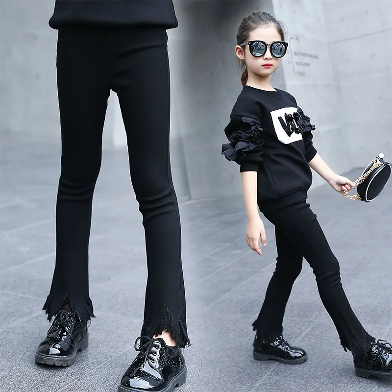 spring winter 2019 girls Korean fashion flare pants black tassel lace cute kids legging elastics waist ruffles trousers WL001
spring winter 2019 girls Korean fashion flare pants black tassel lace cute kids legging elastics waist ruffles trousers WL001