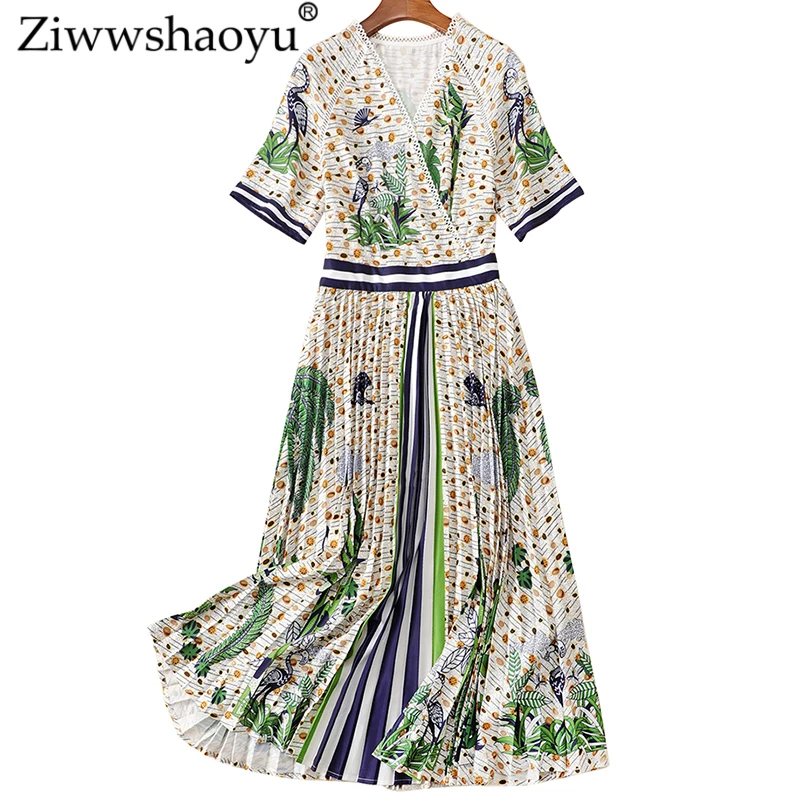 Ziwwshaoyu Elegant Print dresses V-Neck Draped Patchwork temperament High waist dress New women's
Ziwwshaoyu Elegant Print dresses V-Neck Draped Patchwork temperament High waist dress New women's